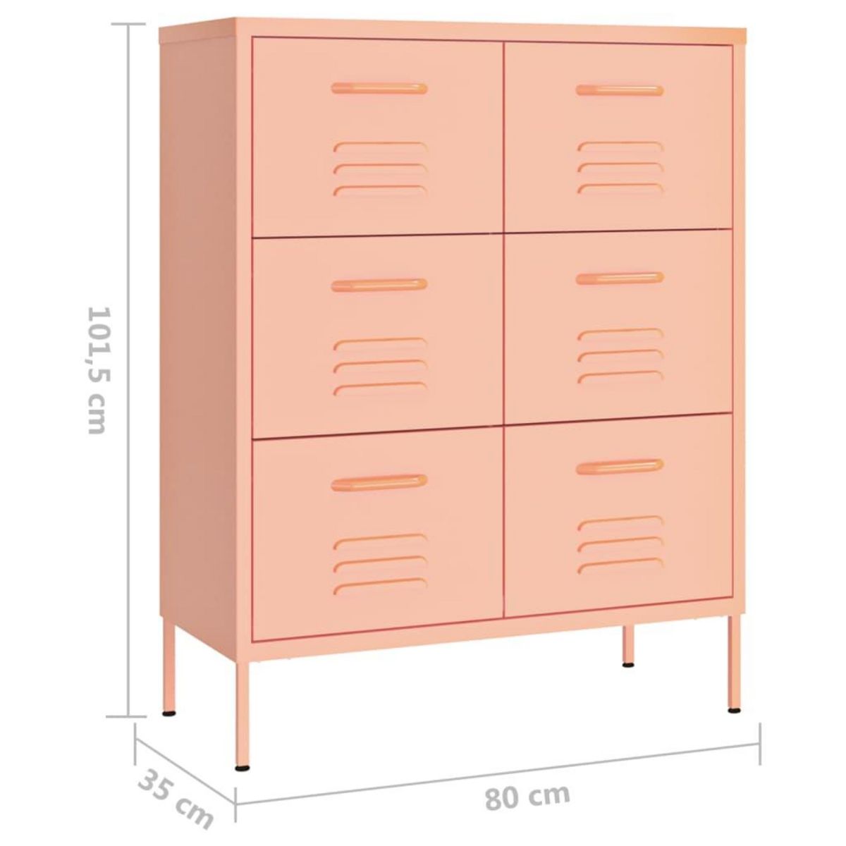 VIDAXL Armoire a tiroirs Rose 80x35x101,5 cm Acier