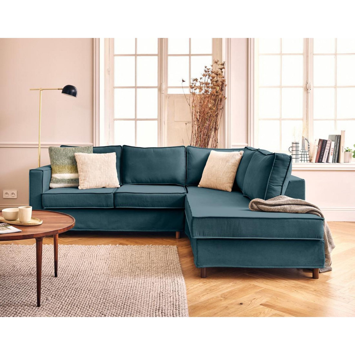 LISA DESIGN Jake - canapé déhoussable d'angle droit 5 places en tissu