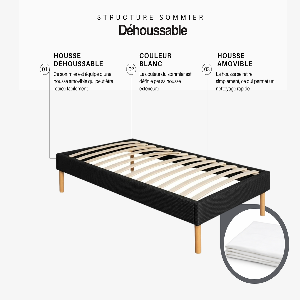 KING OF DREAMS Ensemble Sommier Tapissier et Matelas Latex Accueil Moelleux