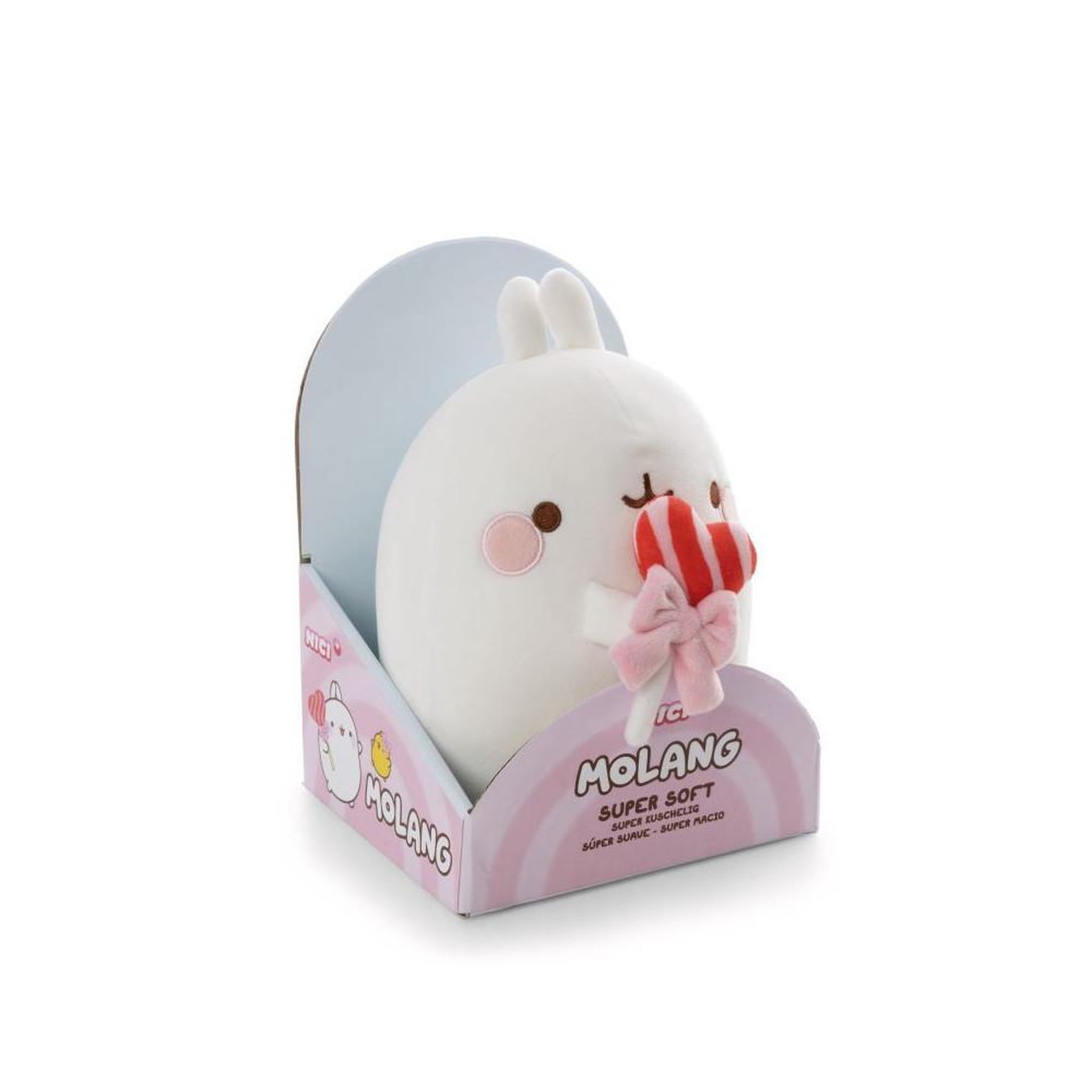 Nici Peluche lapin molang avec sucette, 24 cm, polyester, rose et blanc