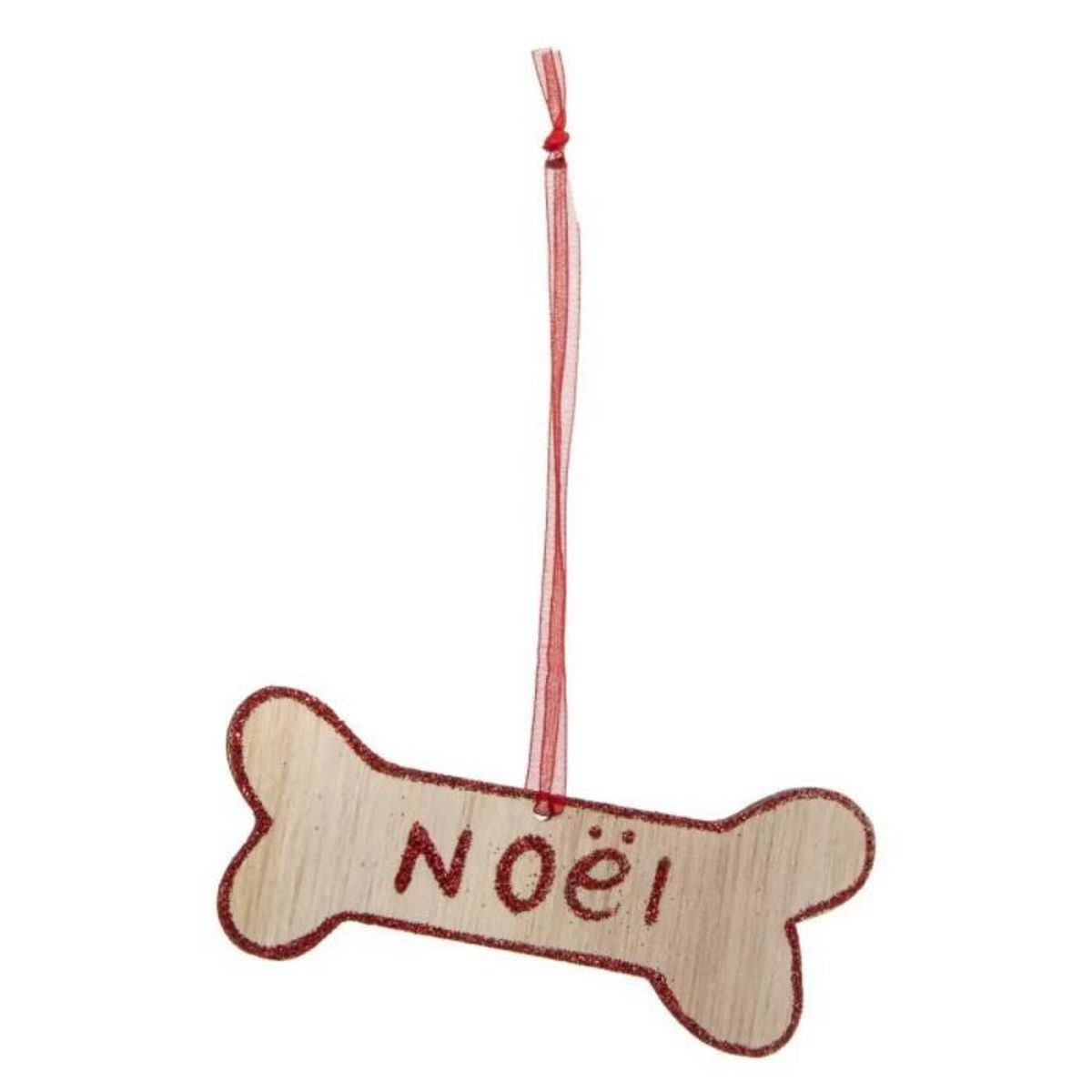 ATMOSPHERA Lot de 4 Sujets de Noël  Chien  12cm Beige & Rouge