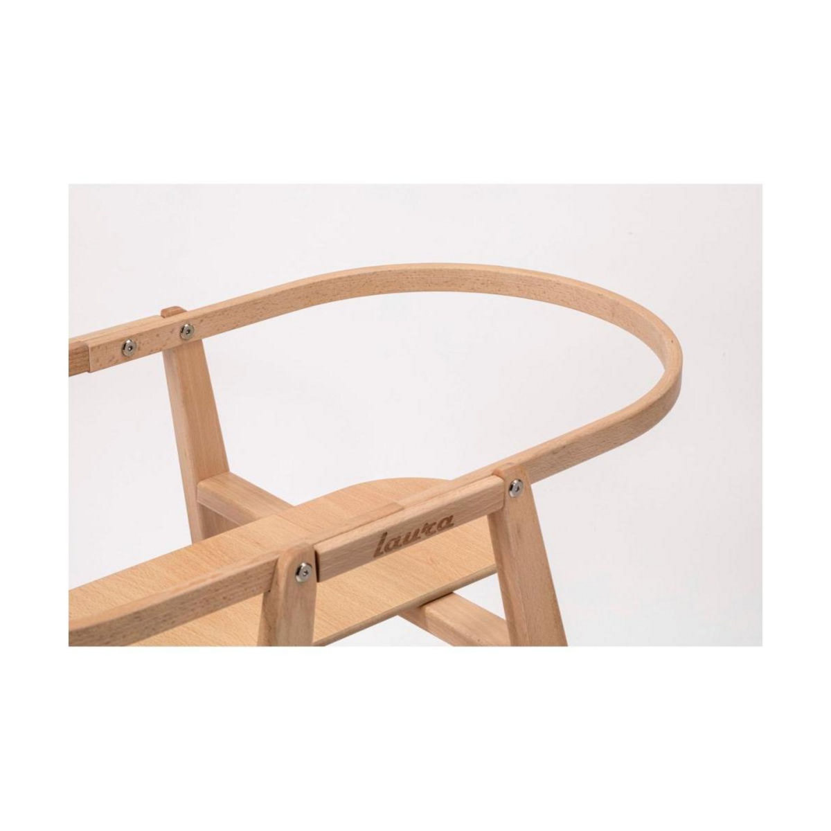 COMBELLE Support de Couffin à Bascule LAURA en Vernis Naturel - Meuble de Puériculture Artisanale