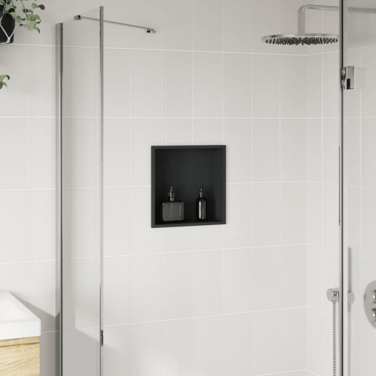 VIDAXL Niche de douche noir mat 32x32x9 cm acier inoxydable