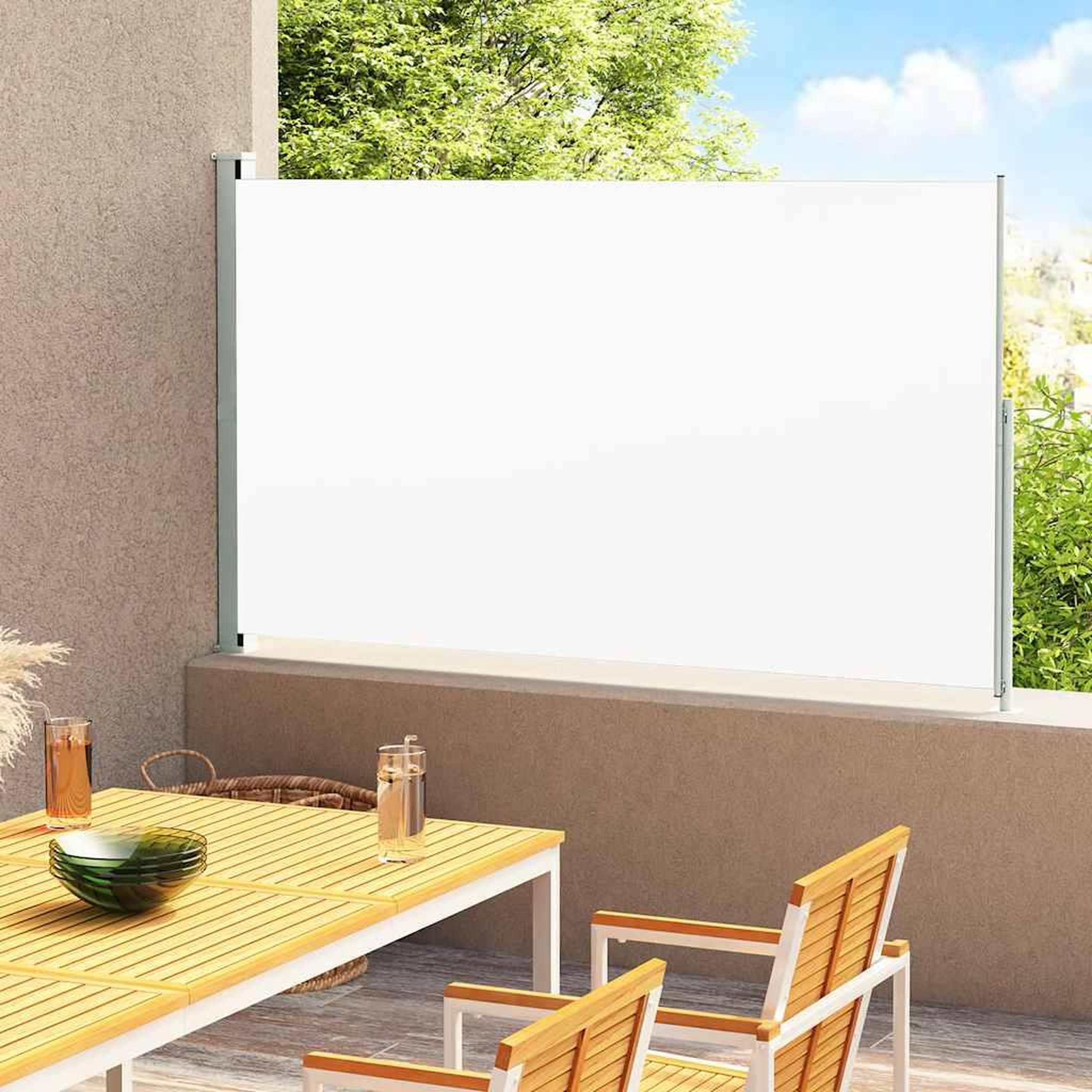 VIDAXL Auvent lateral retractable de patio 220x300 cm Creme