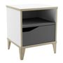 Voir la diapositive 1 : Demeyere Table de chevet 1 tiroir - GENIUS - Blanc et Gris - 36,8 x 43,8 x 33 cm - DEMEYERE