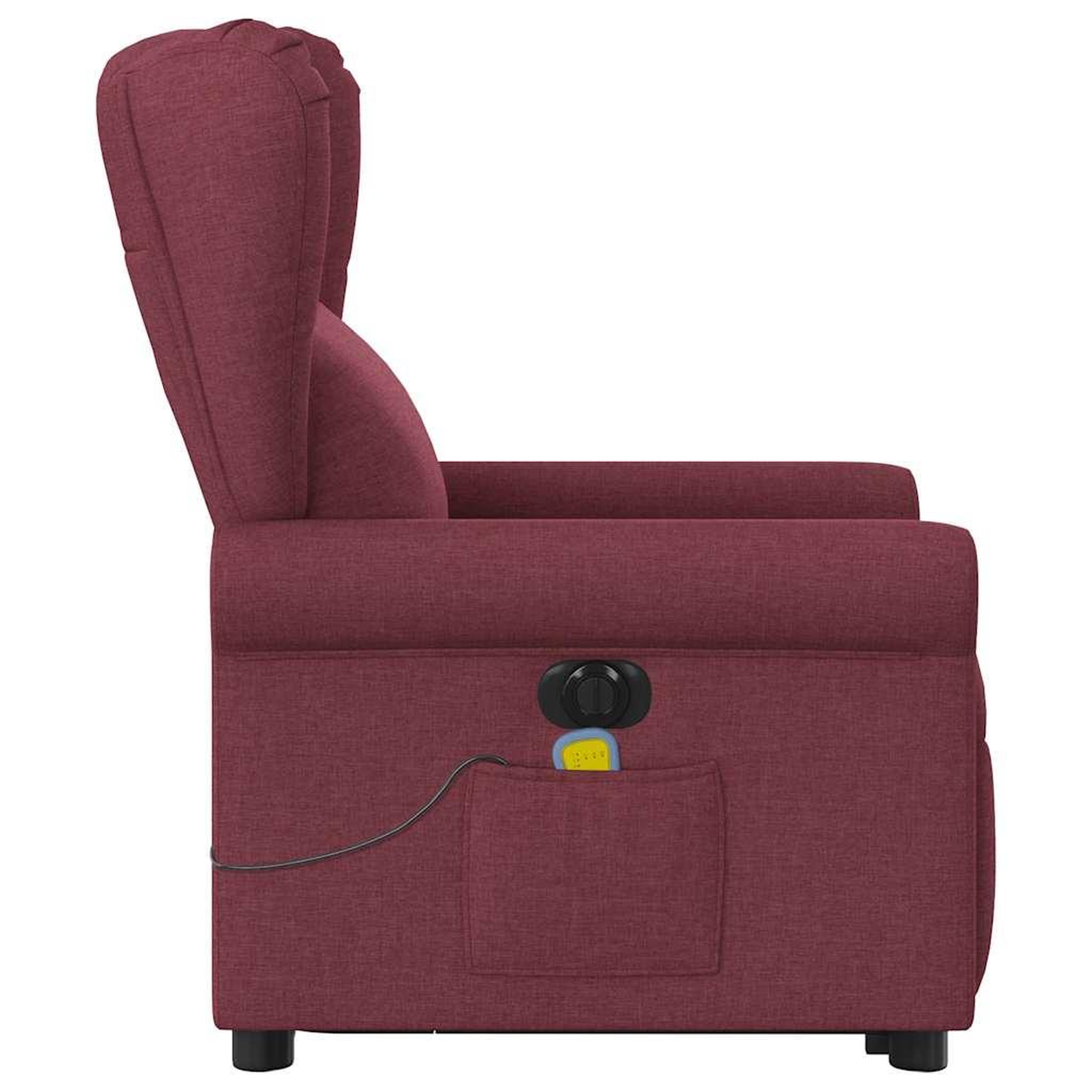 Voir la diapositive 5 : VIDAXL Fauteuil inclinable de massage electrique Rouge bordeaux Tissu