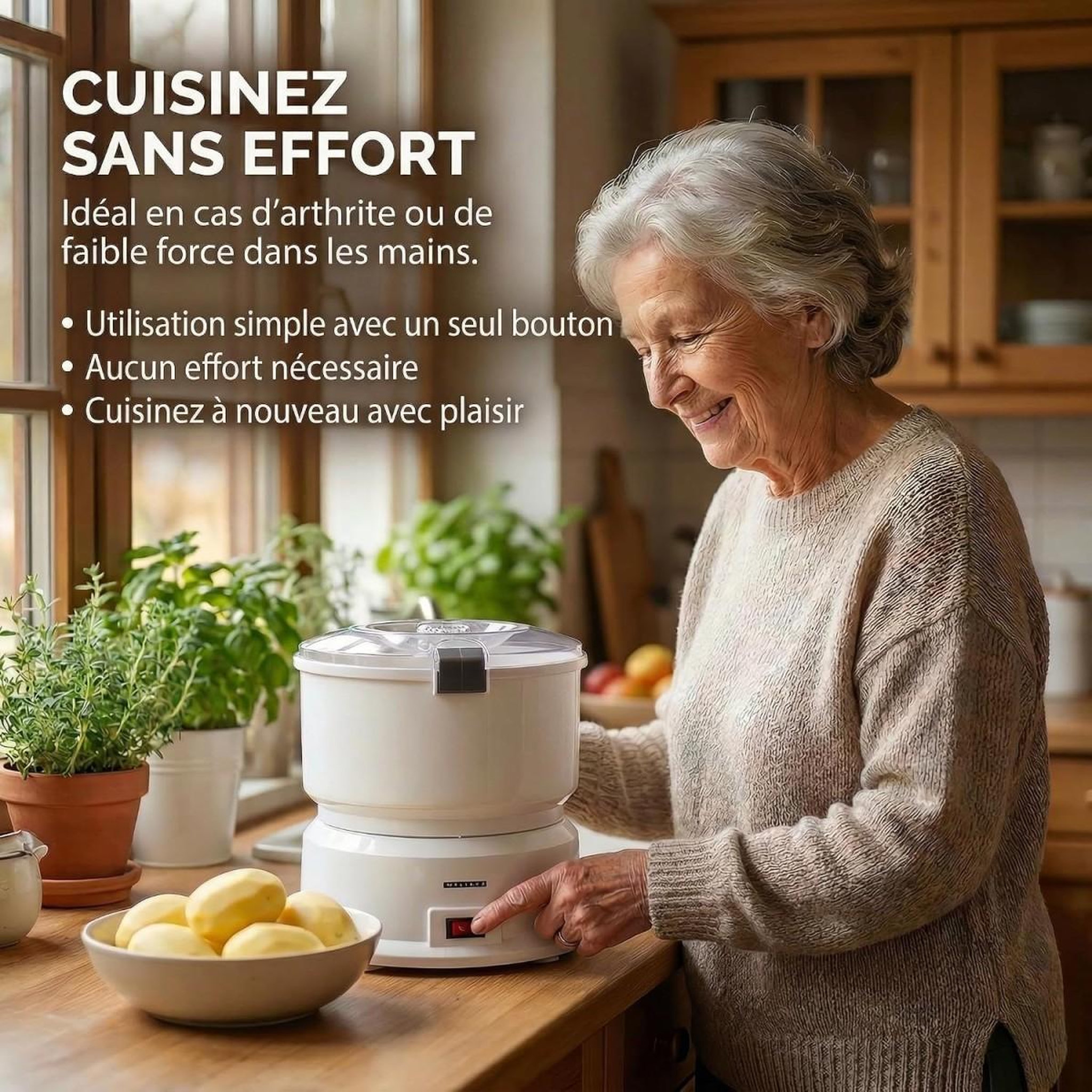 Voir la diapositive 4 : MELISSA Epluche Pommes de Terre Électrique 1 kg 85W avec Essoreuse à Salade - Robot Eplucheur automatique Melissa