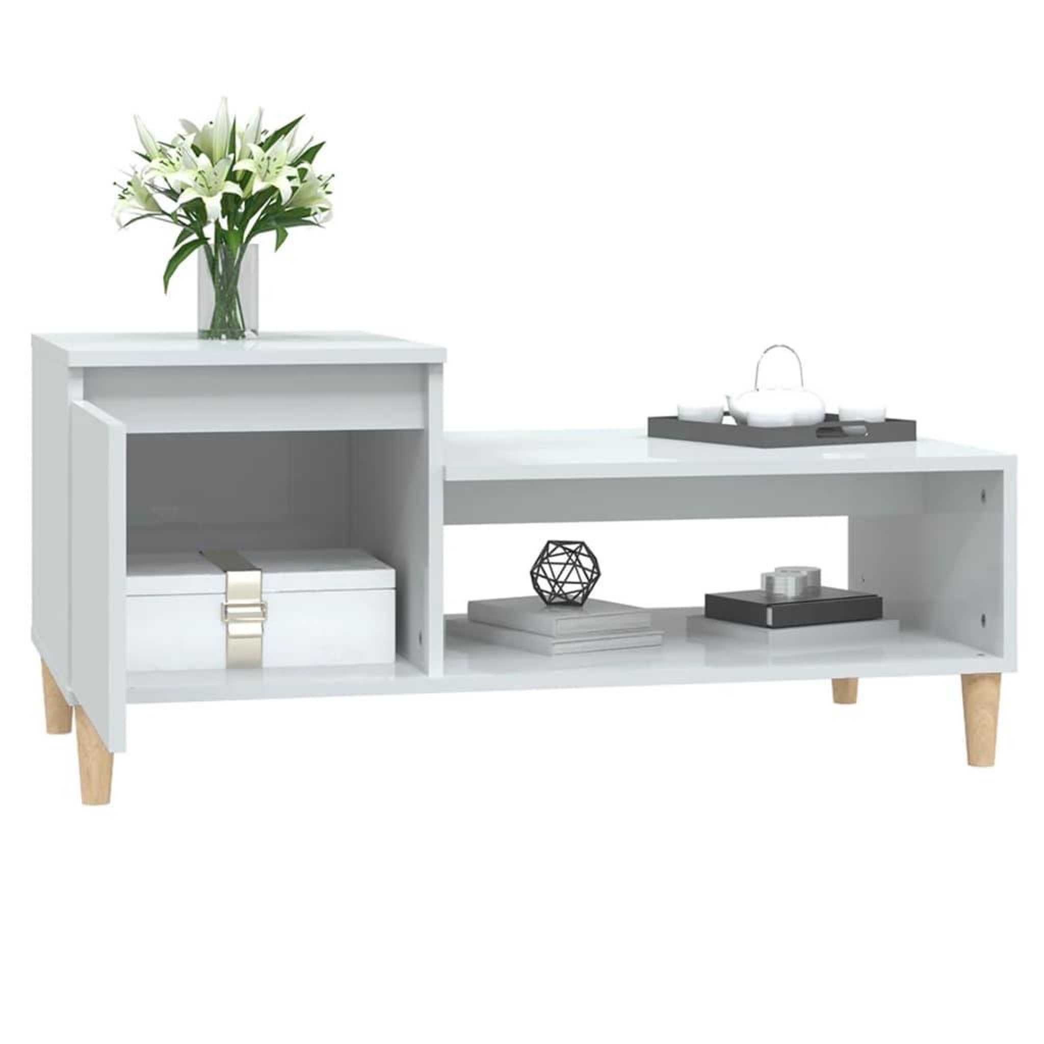 Voir la diapositive 4 : VIDAXL Table basse Blanc brillant 100x50x45 cm Bois d'ingenierie
