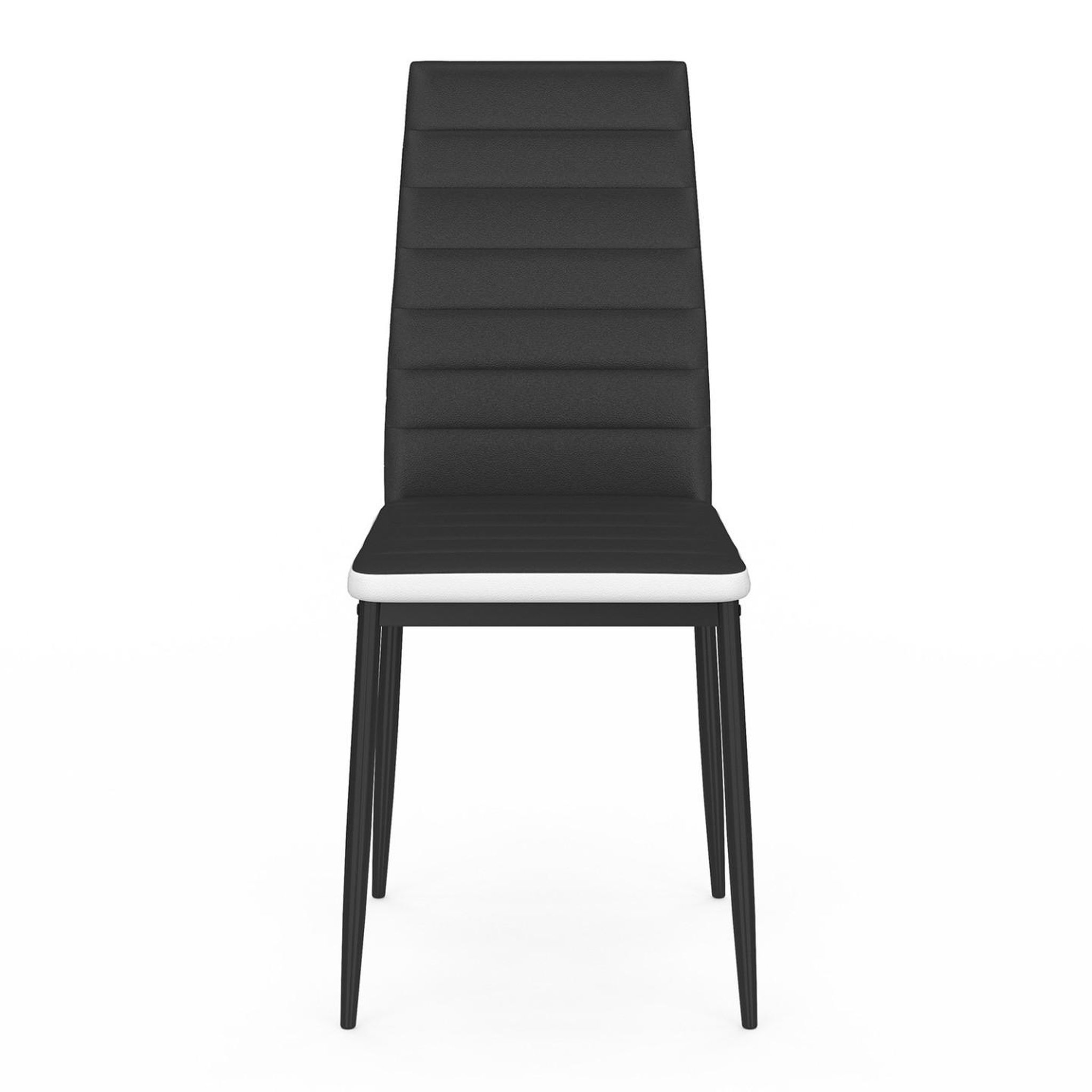 Voir la diapositive 3 : ID MARKET Lot de 4 chaises romane noires bandeau blanc pour salle à manger