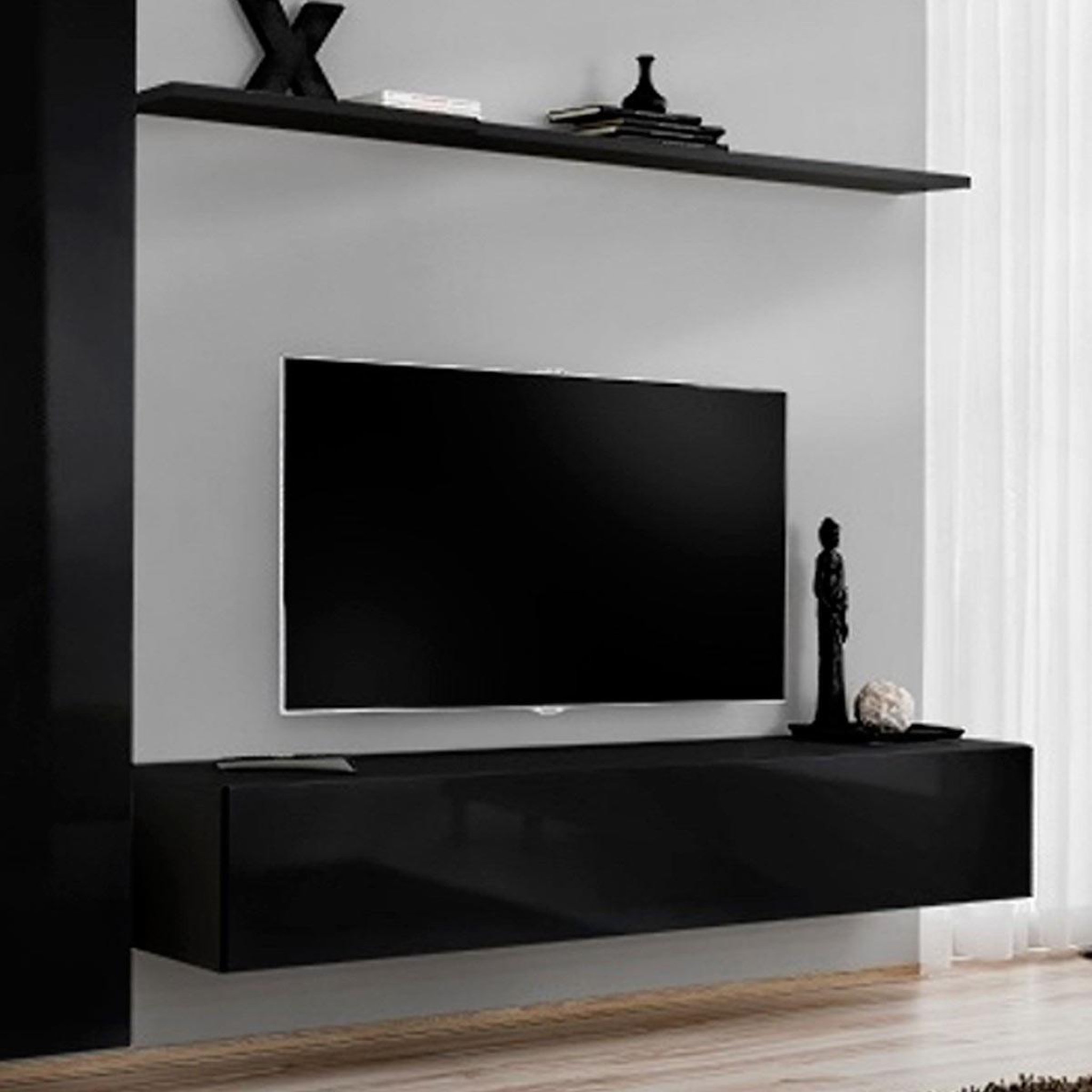Voir la diapositive 2 : Paris Prix Meuble tv mural design  switch vi  330cm noir