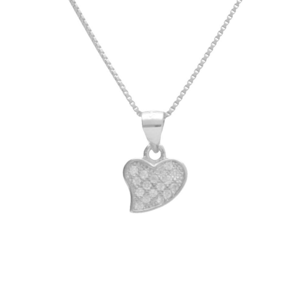 L'ATELIER D'AZUR Collier Argent 925/000 Rhodié - Coeur Pavé de Zirconiums