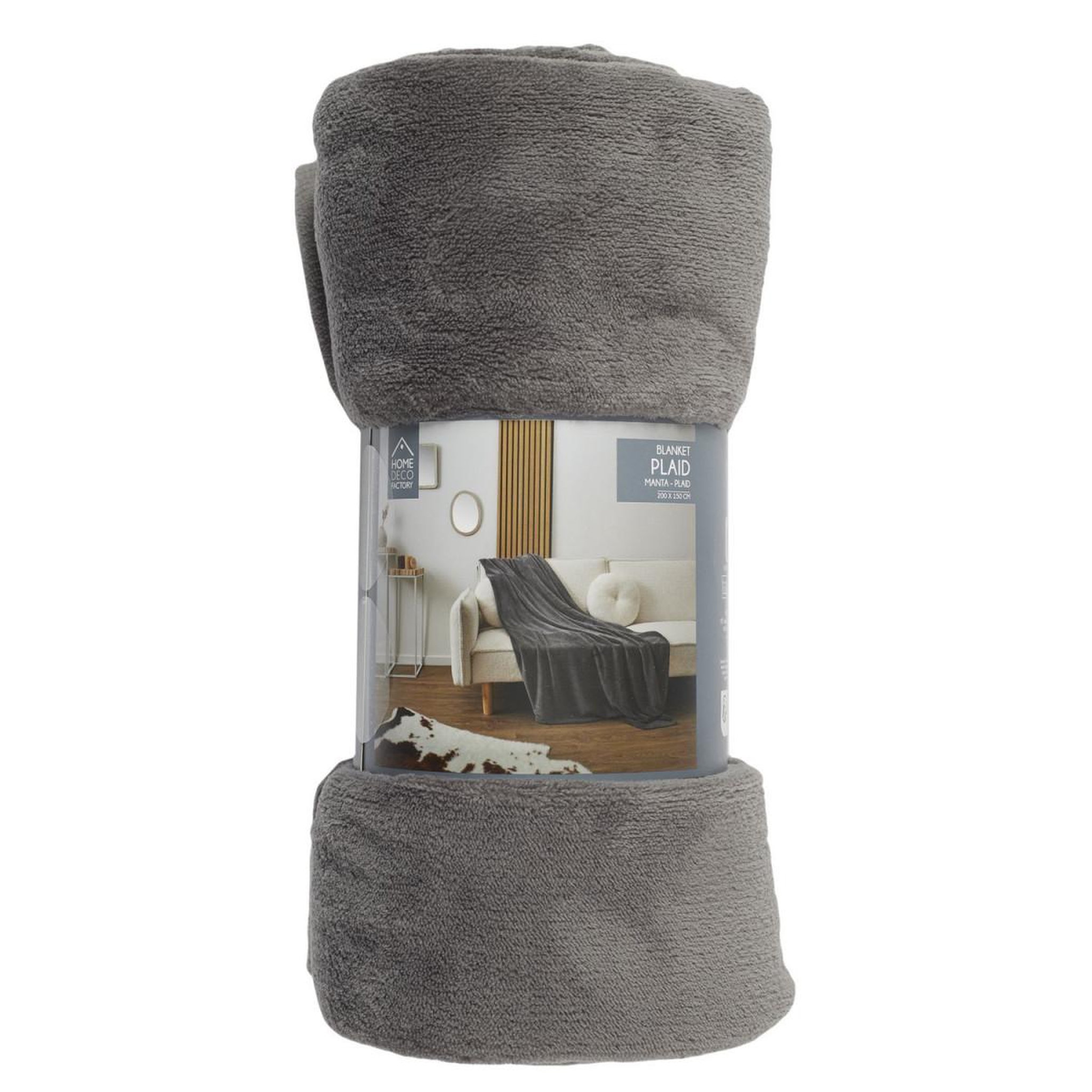 Voir la diapositive 3 : The Home Deco Factory Plaid microfibre  roméo  150x200cm gris foncé