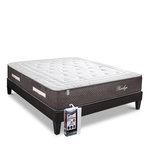 BELLECOUR BELLECOUR LITERIE | Pack PRIVILEGE | Matelas Ressorts ensachés + Sommier Bois + Protège matelas anti punaise. Coloris disponibles : Blanc