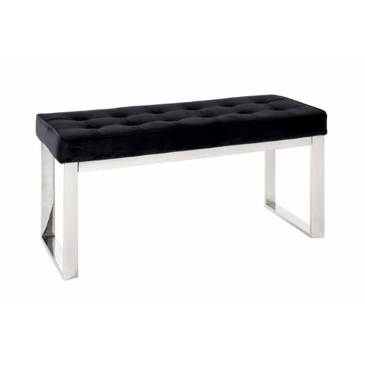 Paris Prix Banc Design en Velours  Noja  100cm Noir & Inox