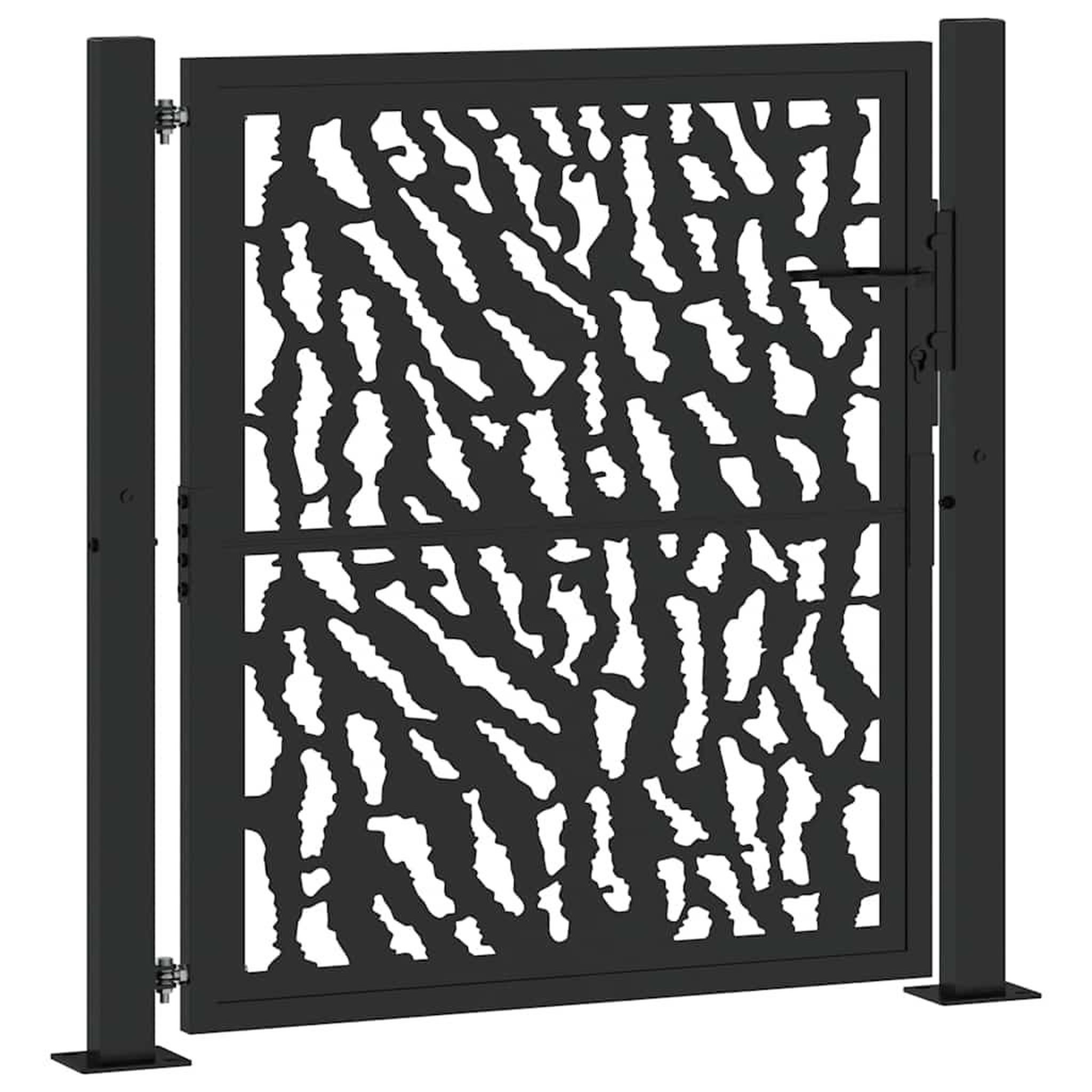 Voir la diapositive 2 : VIDAXL Portail de jardin noir 105x106 cm acier conception de traces
