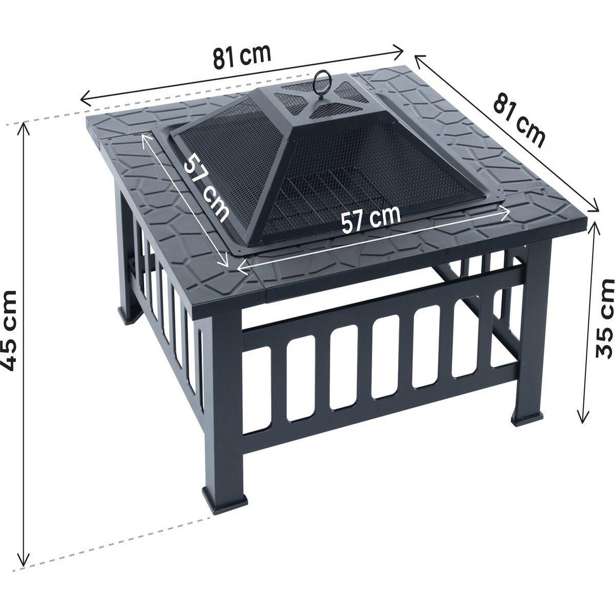 Voir la diapositive 4 : Habitat et Jardin Brasero avec couvercle anti braise  flaméo  - noir