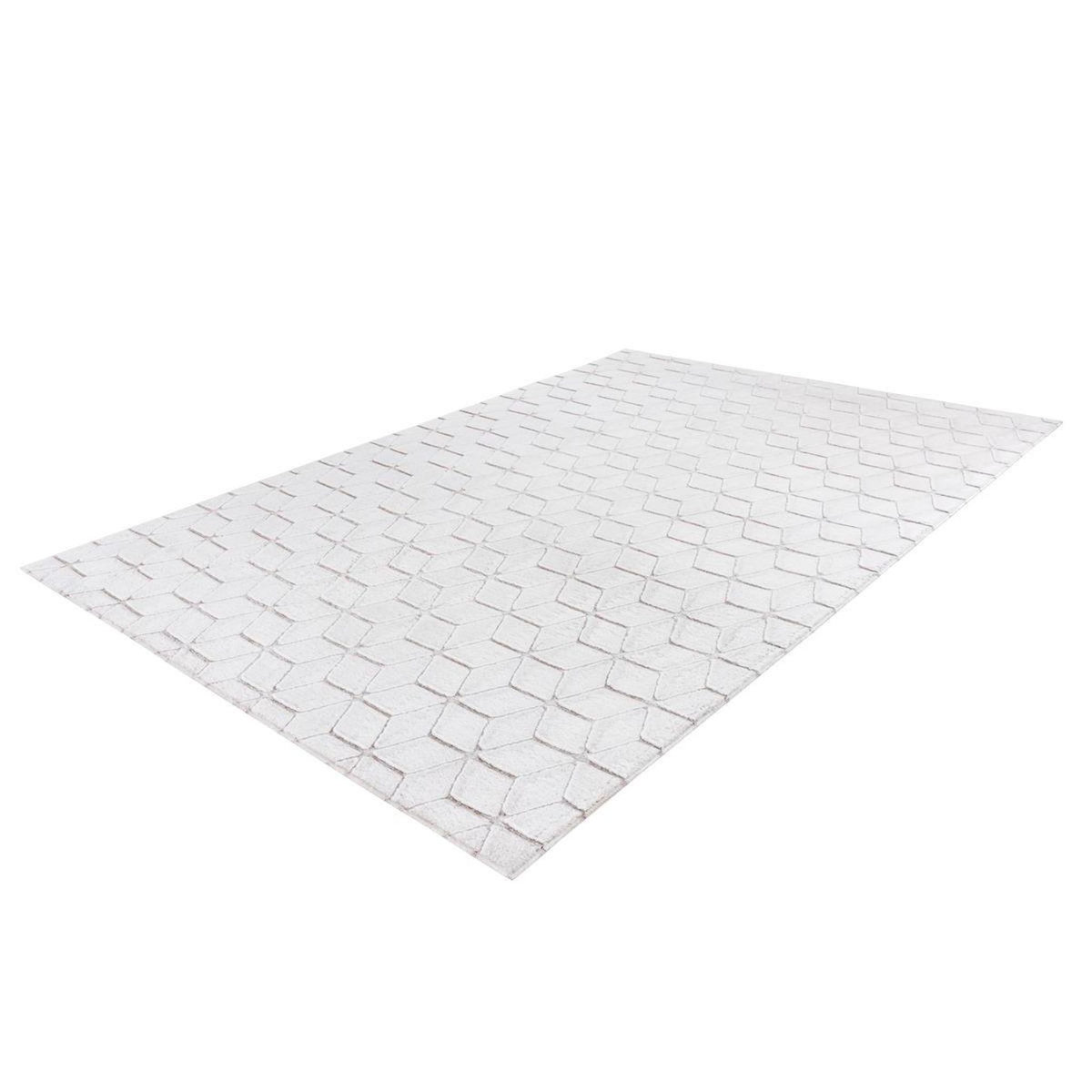 Paris Prix Tapis Shaggy Effet 3D  Vivica  Blanc & Taupe