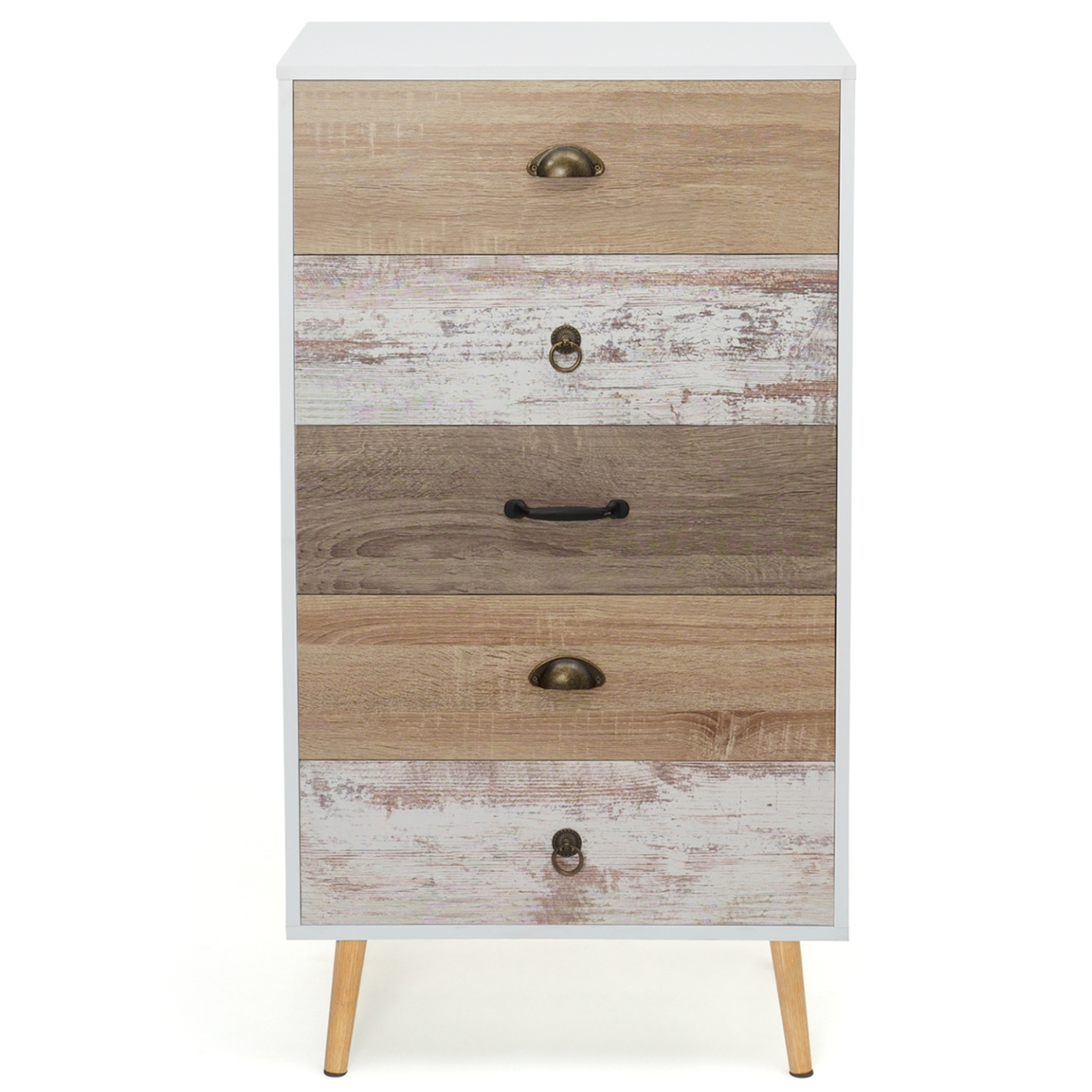 Voir la diapositive 3 : ID MARKET Chiffonnier 5 tiroirs bahia 60x40x110 cm commode semainier design scandinave