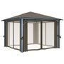Voir la diapositive 5 : VIDAXL Tonnelle avec rideau et lumieres LED 3x3 m Taupe Aluminium