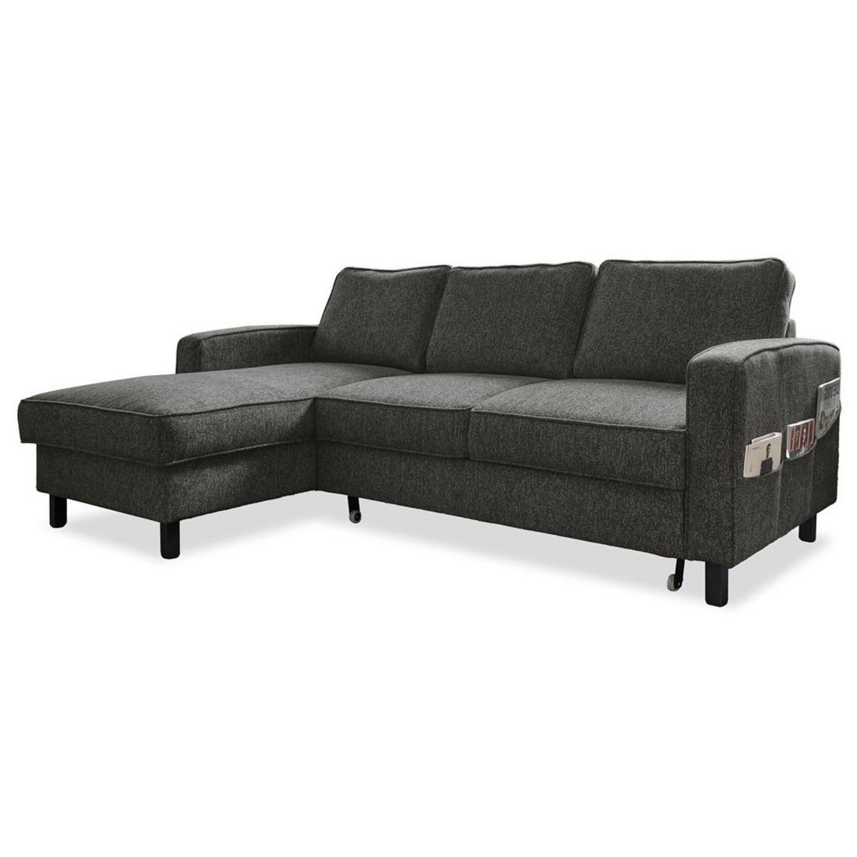 BEST MOBILIER Molly - canapé d'angle gauche 4 places convertible avec coffre en tissu