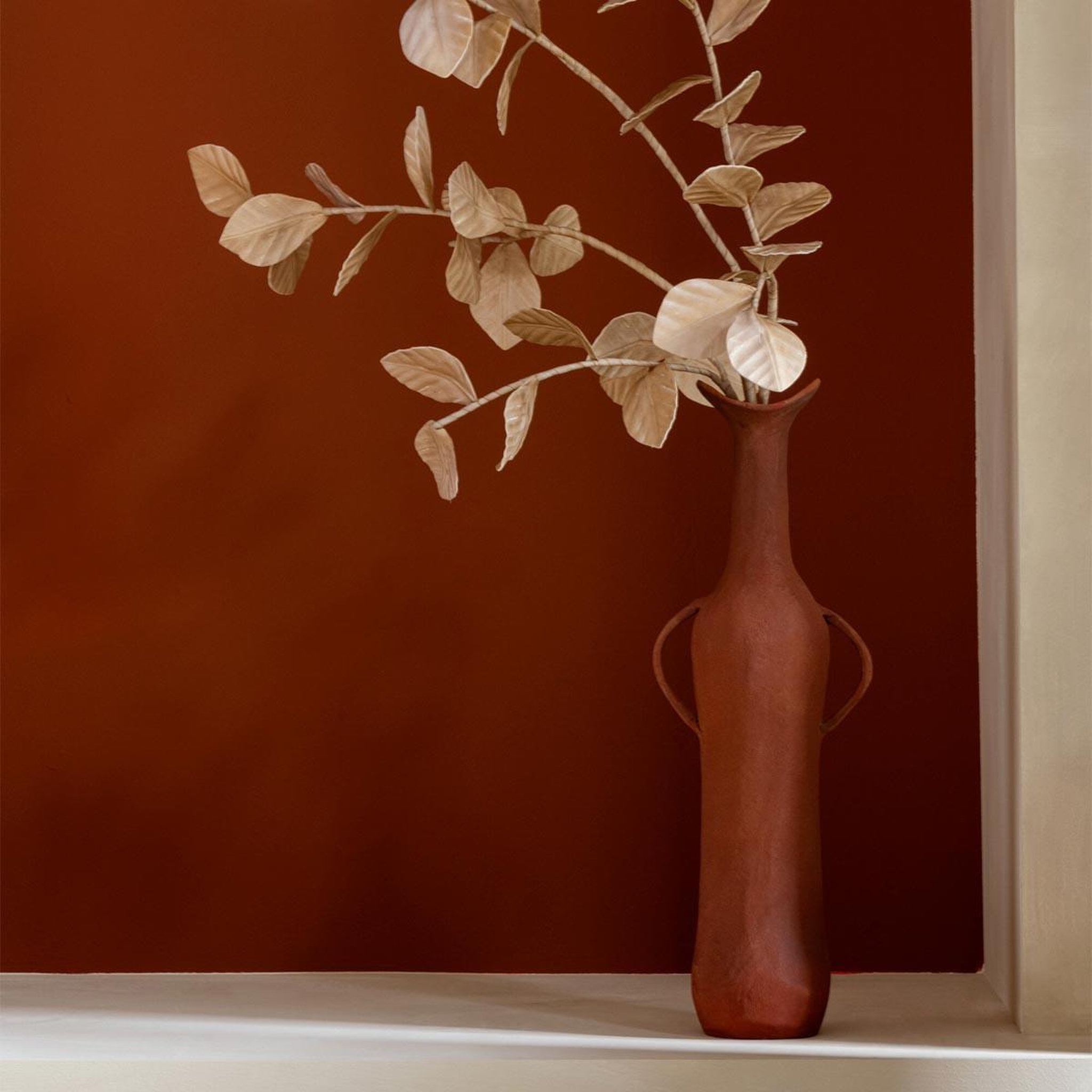 Voir la diapositive 4 : J-LINE Vase déco avec anses  automn  49cm terracotta
