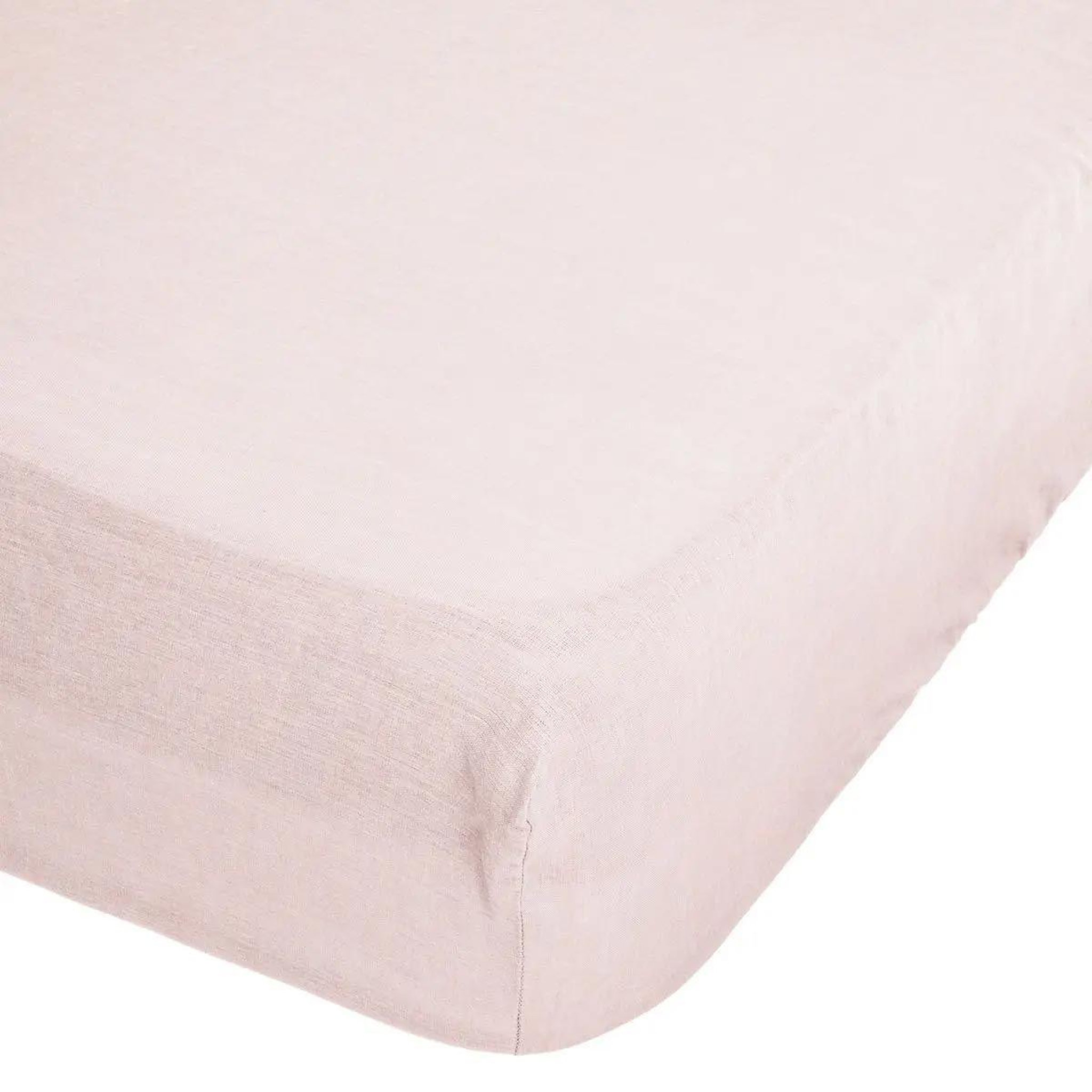 ATMOSPHERA Drap housse en lin  adorable  140x190cm rose poudré