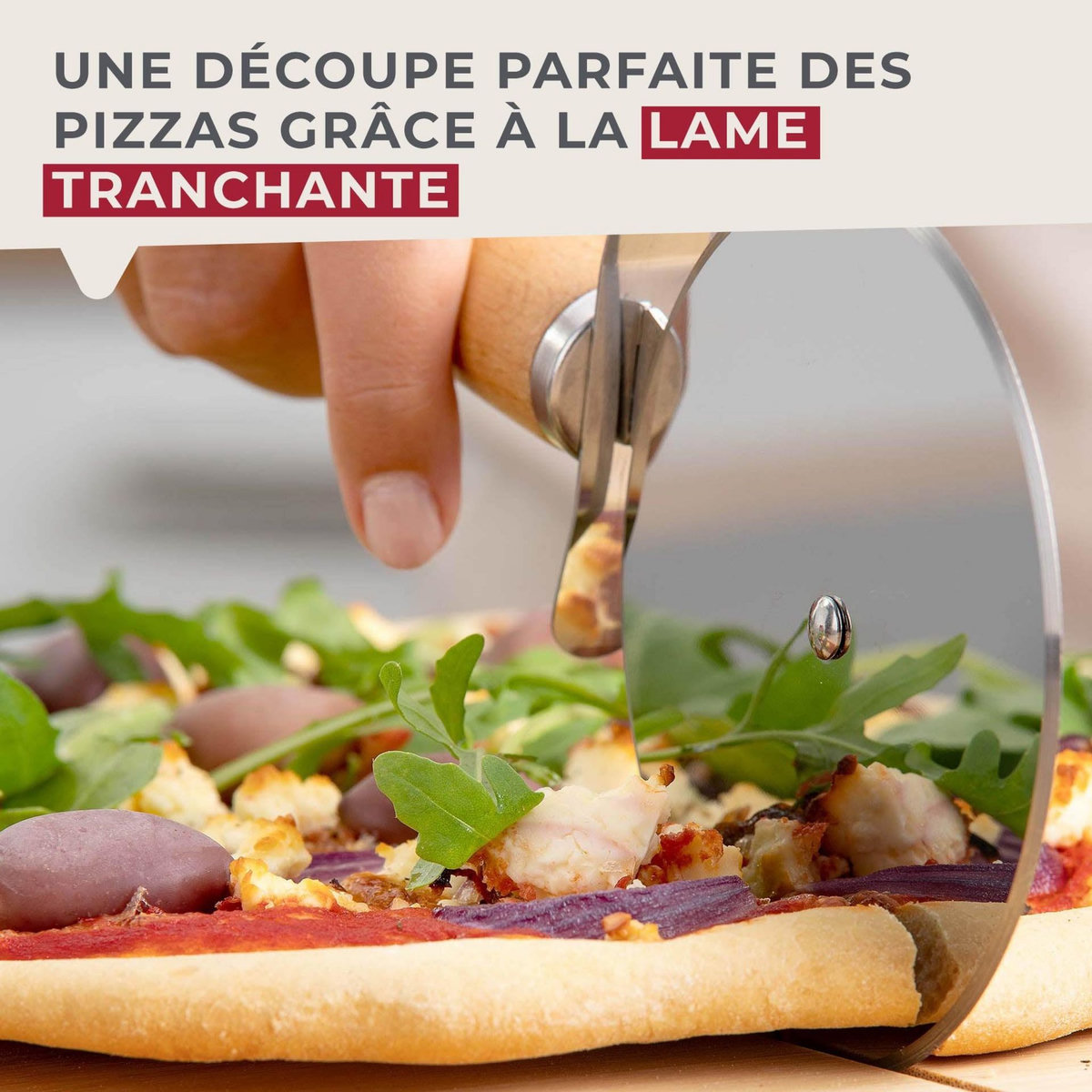 Fackelmann Roulette à pizza géante manche en bois 23 cm Fackelmann Pizza & Pasta