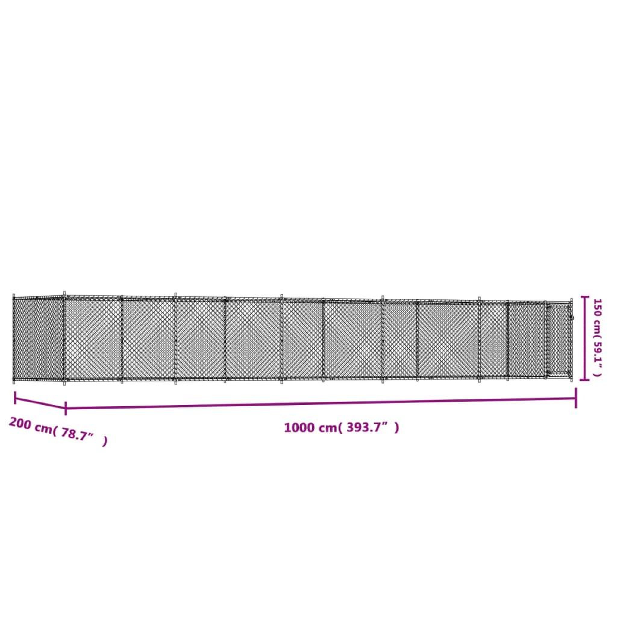 Voir la diapositive 6 : VIDAXL Cage pour chien avec porte gris 10x2x1,5 m acier galvanise