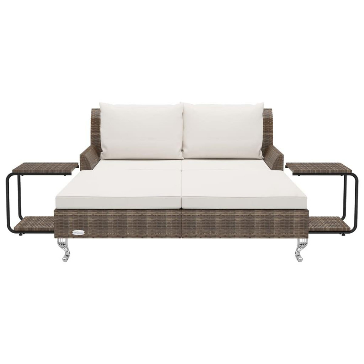 VIDAXL Chaise longue a 2 places avec coussins Resine tressee Marron