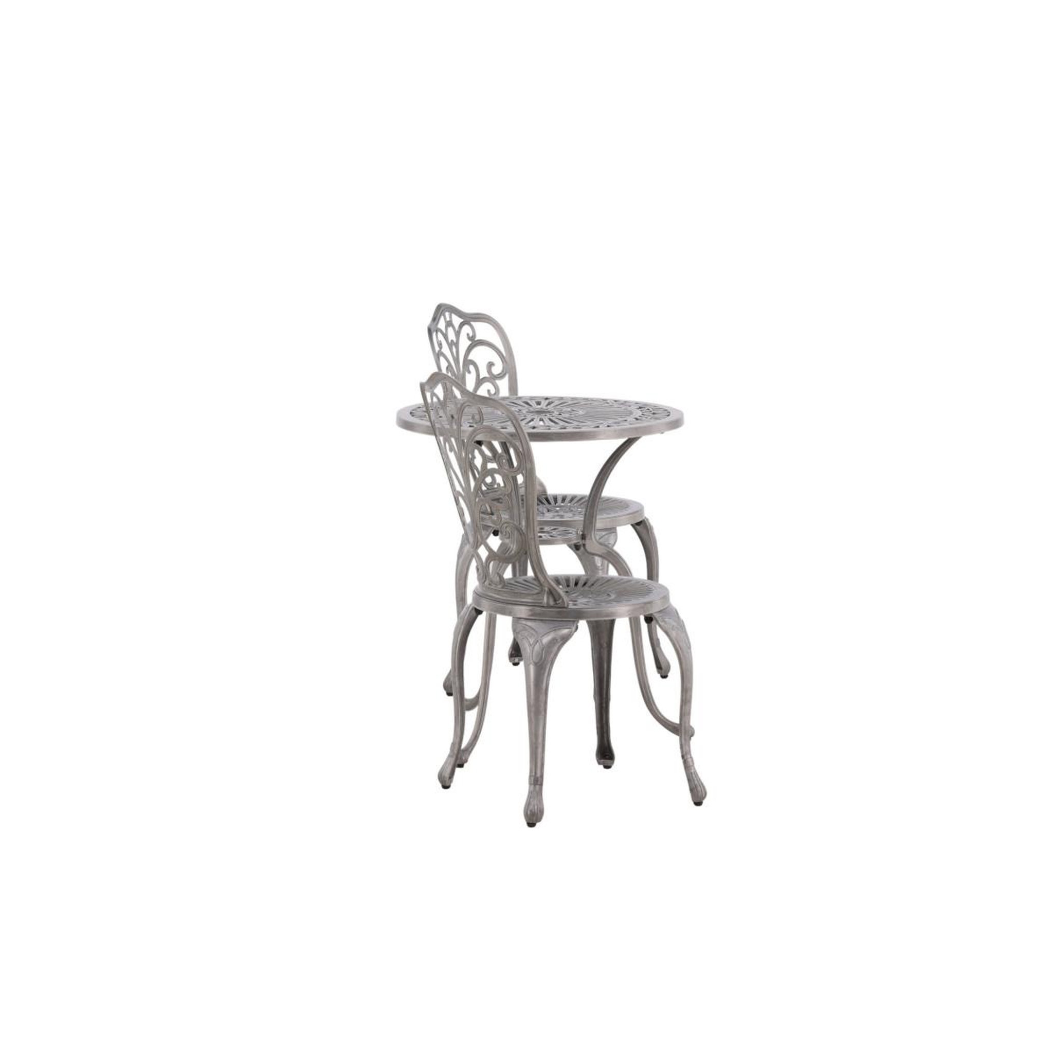 Voir la diapositive 2 : Paris Prix Ensemble table de jardin & 2 chaises  nandin  73cm argent