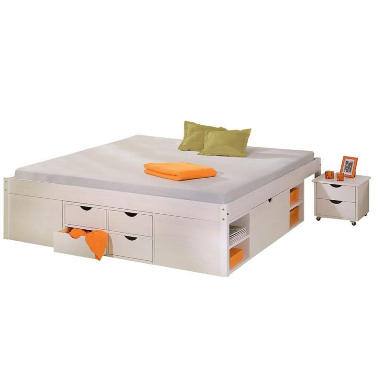 Paris Prix Lit Multi-Rangements  Clark  140x190cm Blanc