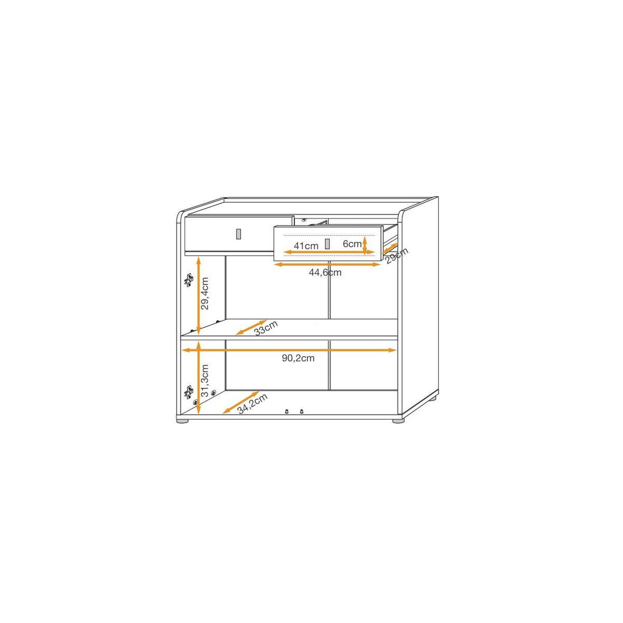 Voir la diapositive 4 : Paris Prix Buffet 2 Portes & 2 Tiroirs  Vivero  94cm Gris & Naturel