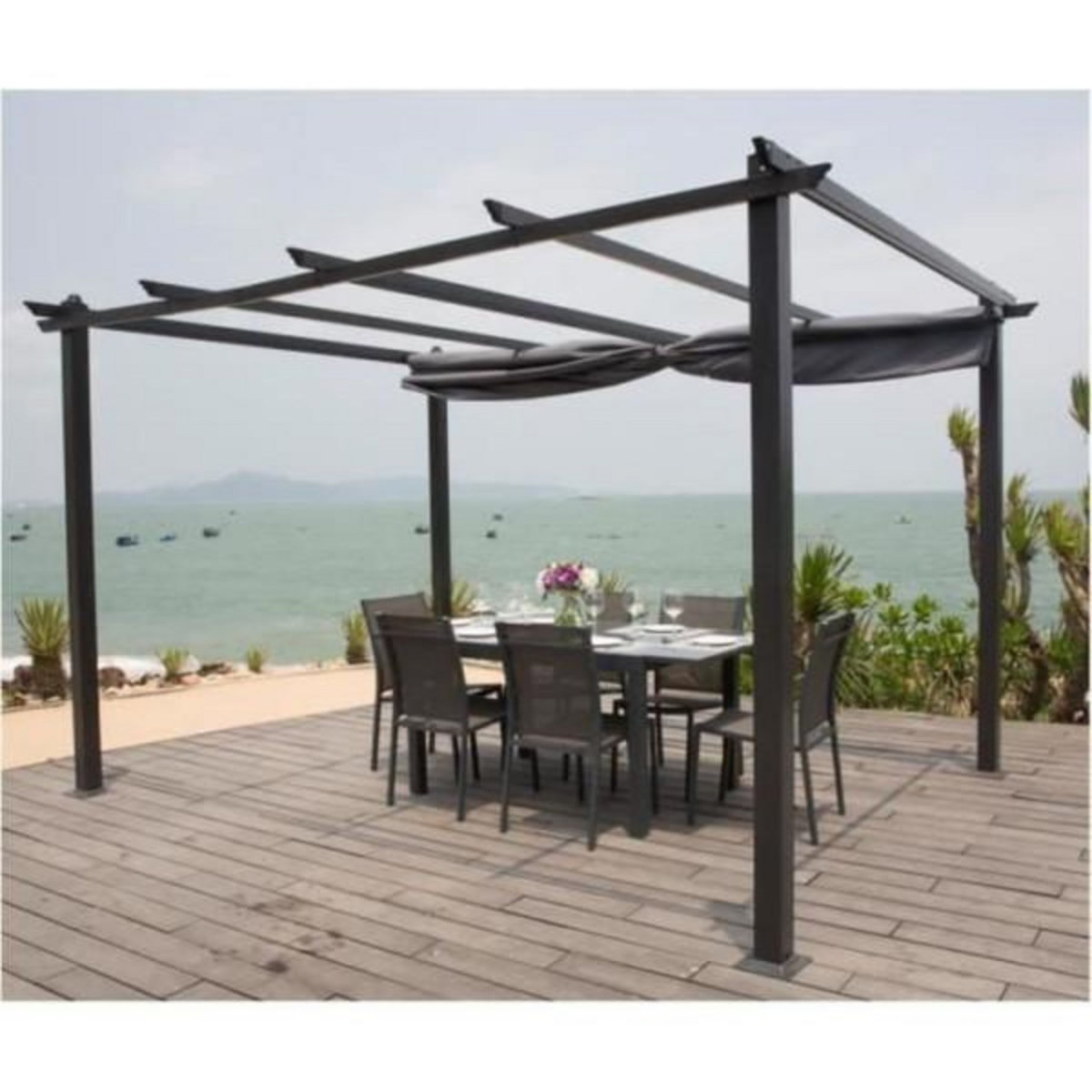 MARKET24 Pergola en aluminium CORDOBA - Gris - 4 x 3 m