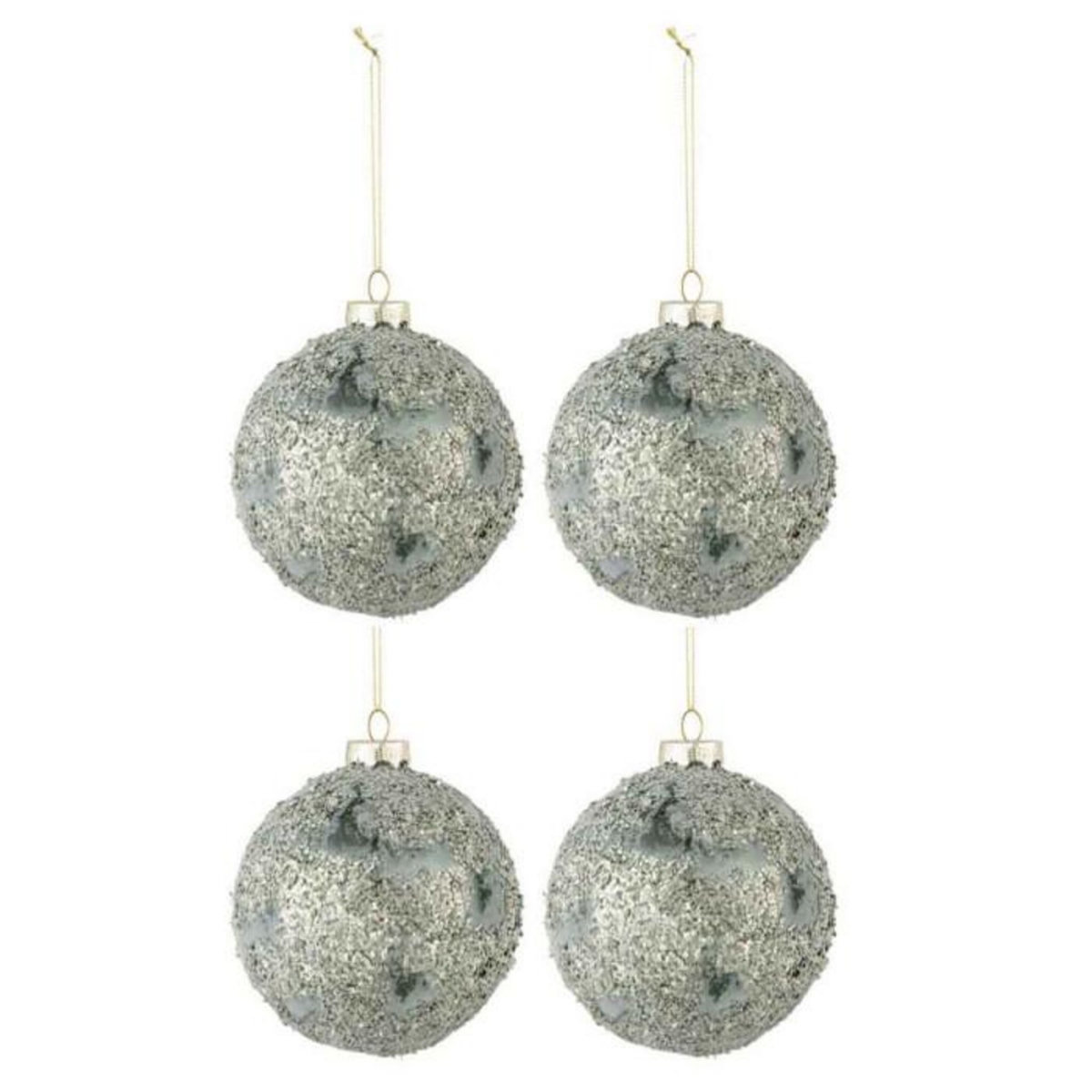 Paris Prix Lot de 4 Boules de Noël  Pierres  10cm Gris & Vert