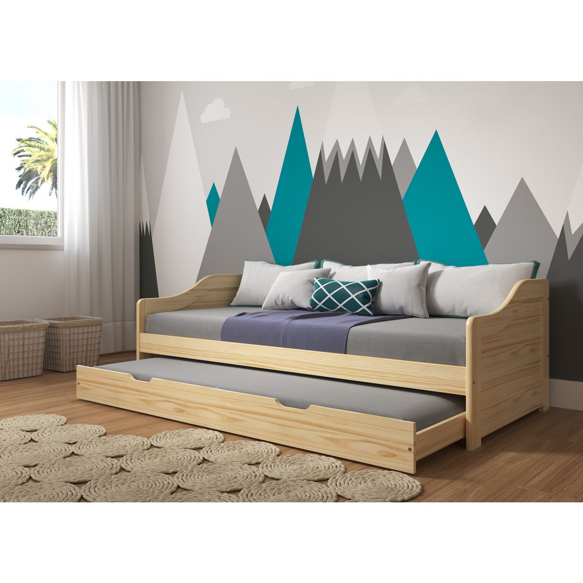 Lit banquette gigogne 2 couchages 90x200cm ANDREA