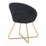 Voir la diapositive 4 : ID MARKET Fauteuil rond ANGELINA gris en velours pieds croisés dorés