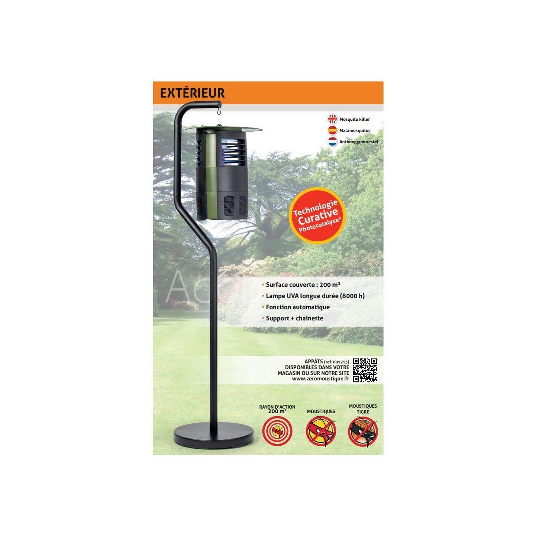 ZEROMOUSTIQUE Piège à moustique extérieur photocatalyse 002387