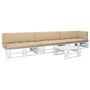 Voir la diapositive 1 : VIDAXL Salon de jardin palette 4 pcs et coussins Pin impregne de blanc