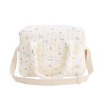 Petit Béguin Sac à langer en gaze de coton et tapis de change Câlins. Coloris disponibles : Beige