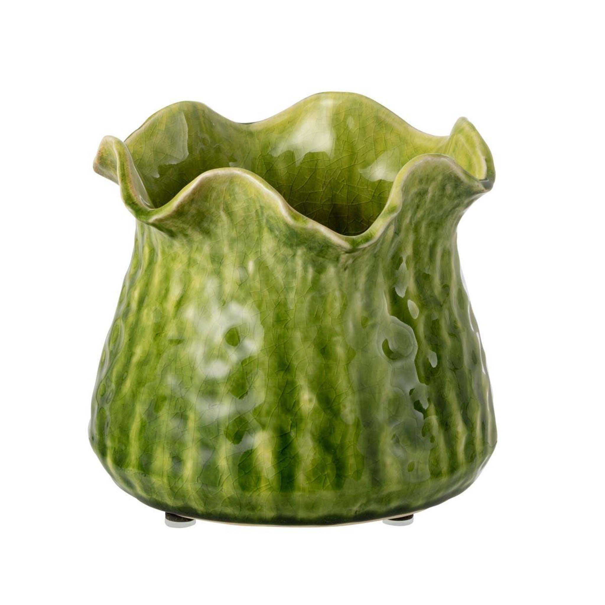 J-LINE Cache-pot déco en argile  roni  20cm vert