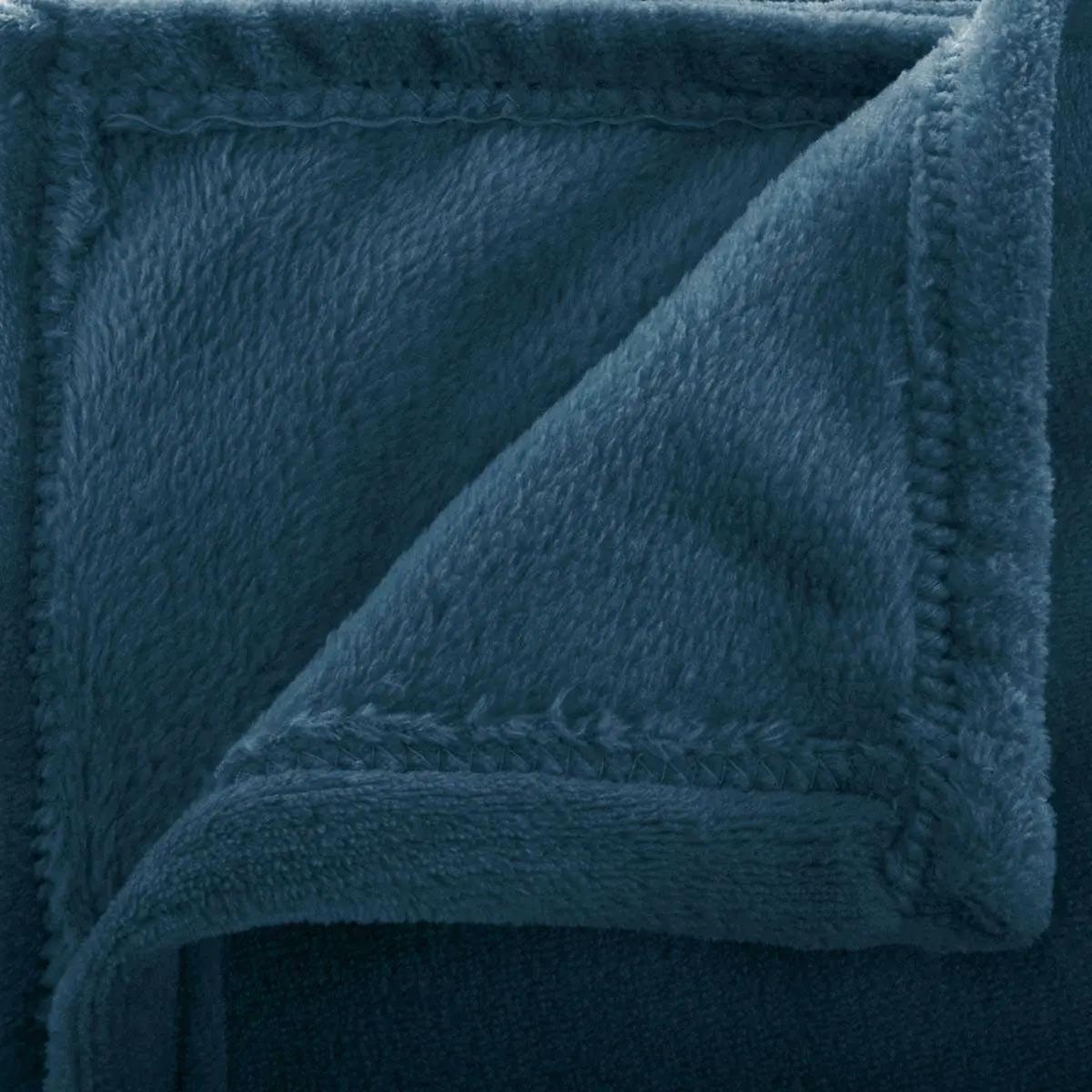 Voir la diapositive 2 : ATMOSPHERA Plaid doux uni  flanel  180x230cm bleu égéen