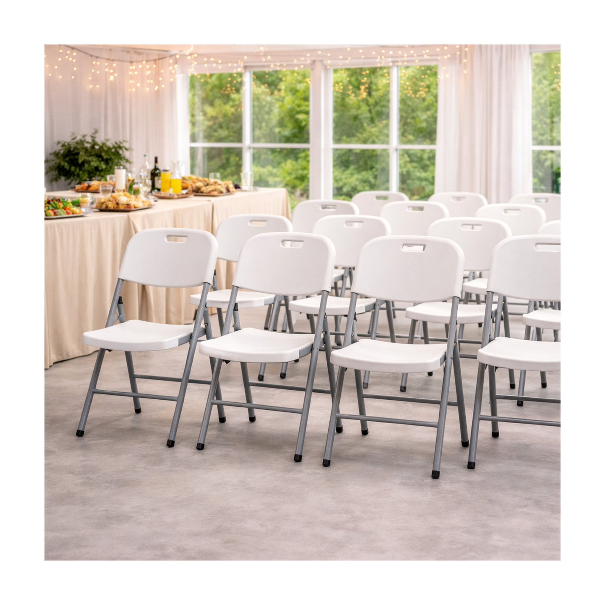 Voir la diapositive 5 : KZ GARDEN Lot de 4 chaises pliantes blanches plastique renforcé chaise d'appoint intérieur/extérieur jardin réception kzgarden