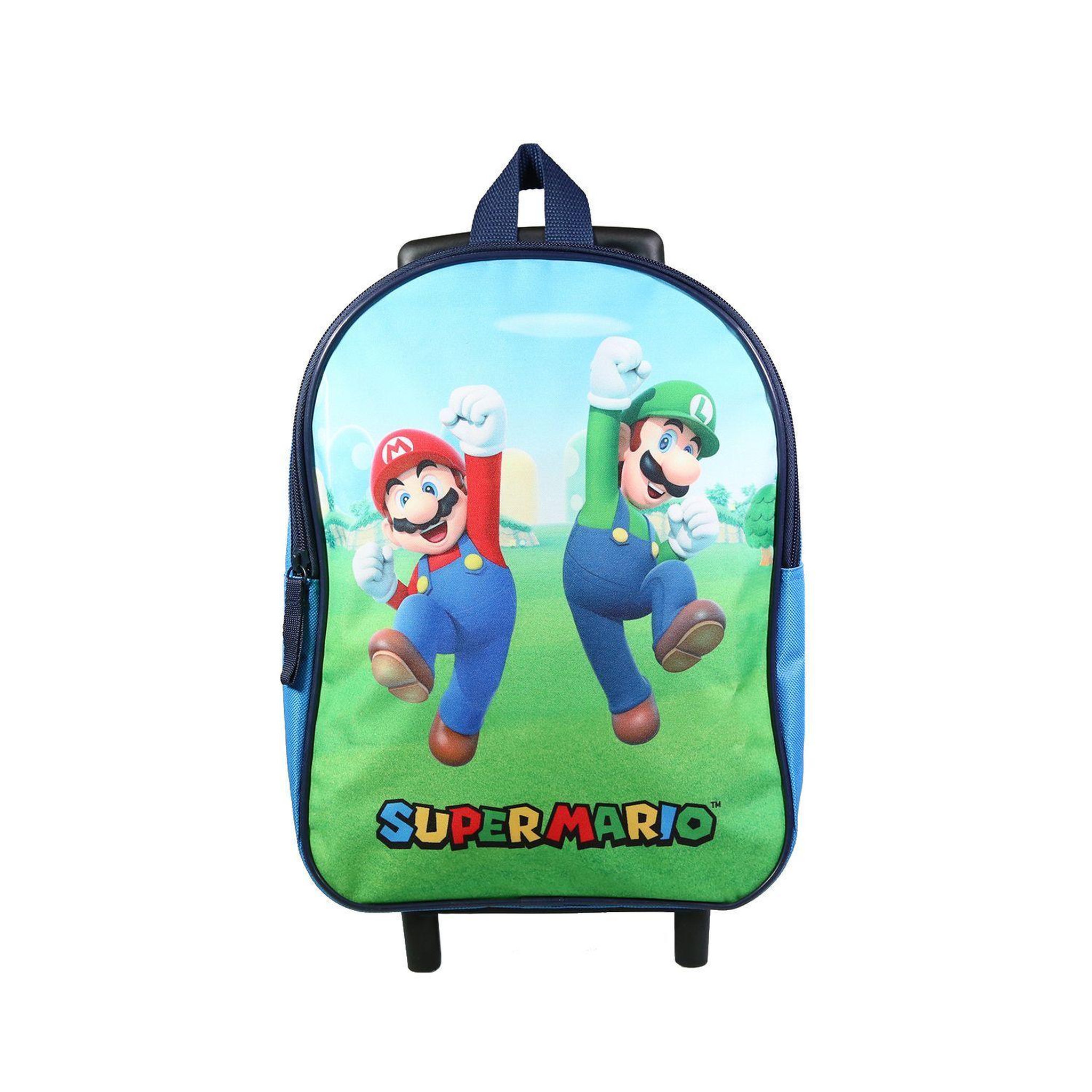 Voir la diapositive 1 : Bagtrotter BAGTROTTER Sac à dos à roulettes 31 cm maternelle Super Mario Bleu