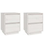 Voir la diapositive 2 : VIDAXL Tables de chevet 2 pcs Blanc 40x35x50 cm Bois de pin solide