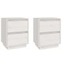 Voir la diapositive 2 : VIDAXL Tables de chevet 2 pcs Blanc 40x35x50 cm Bois de pin solide