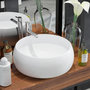 Voir la diapositive 1 : VIDAXL Lavabo ronde Ceramique Blanc 40 x 15 cm