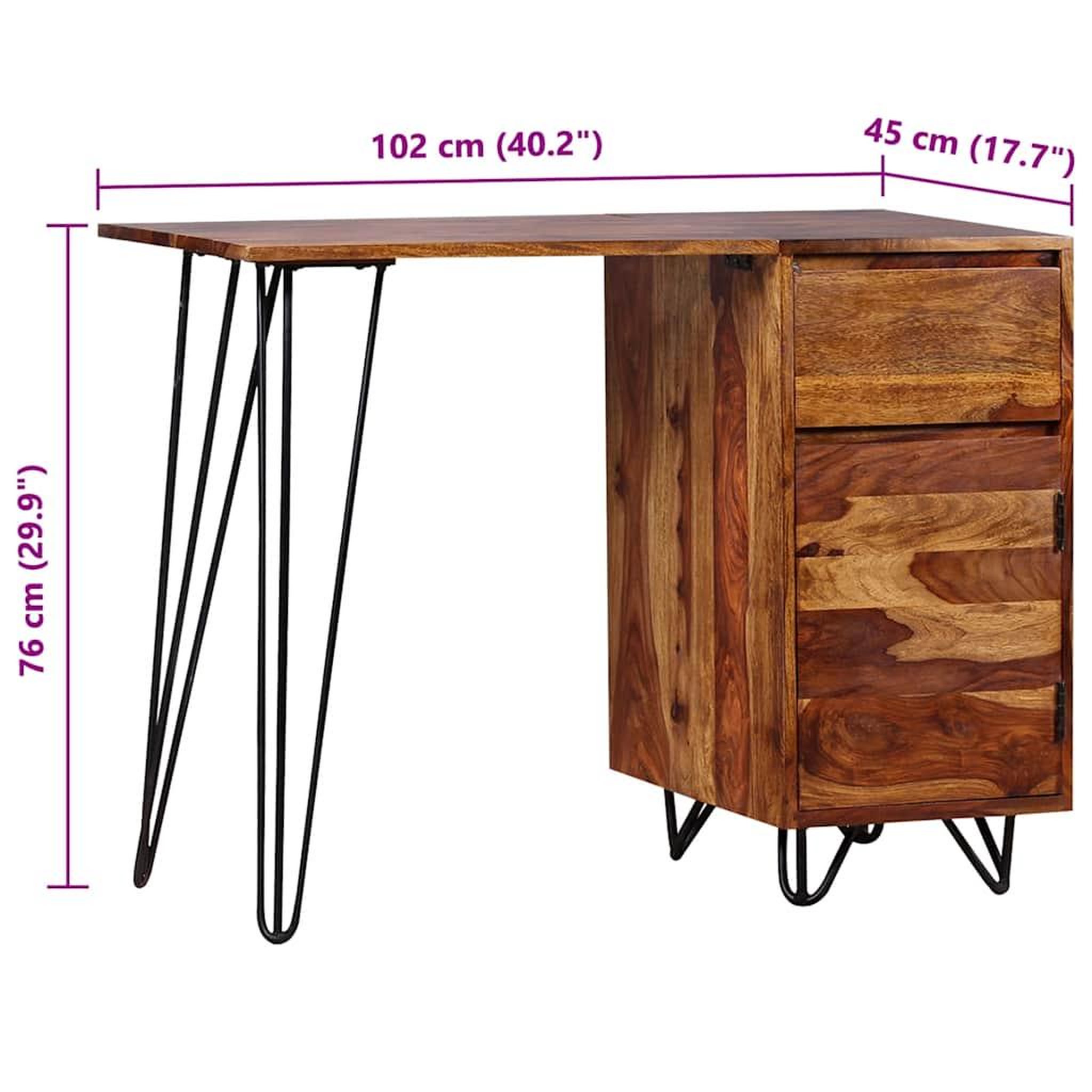 Voir la diapositive 6 : VIDAXL Bureau avec 1 tiroir et 1 armoire Bois massif