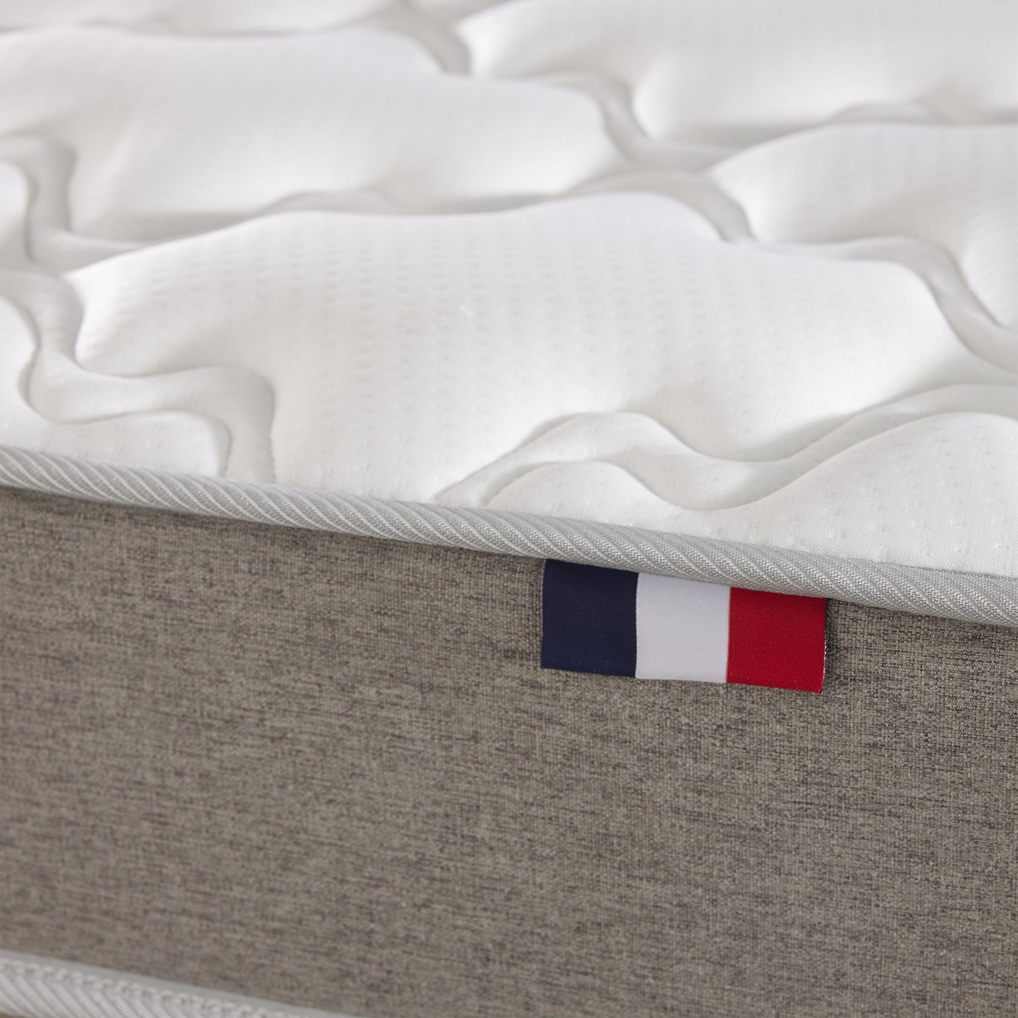 Voir la diapositive 5 : IDLITERIE Ensemble matelas mousse haute résilience sommier déco vert 90x200cm