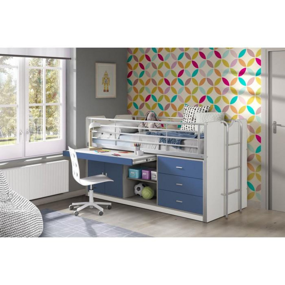 Paris Prix Lit Combiné Enfant  Bonny  90x200cm Bleu