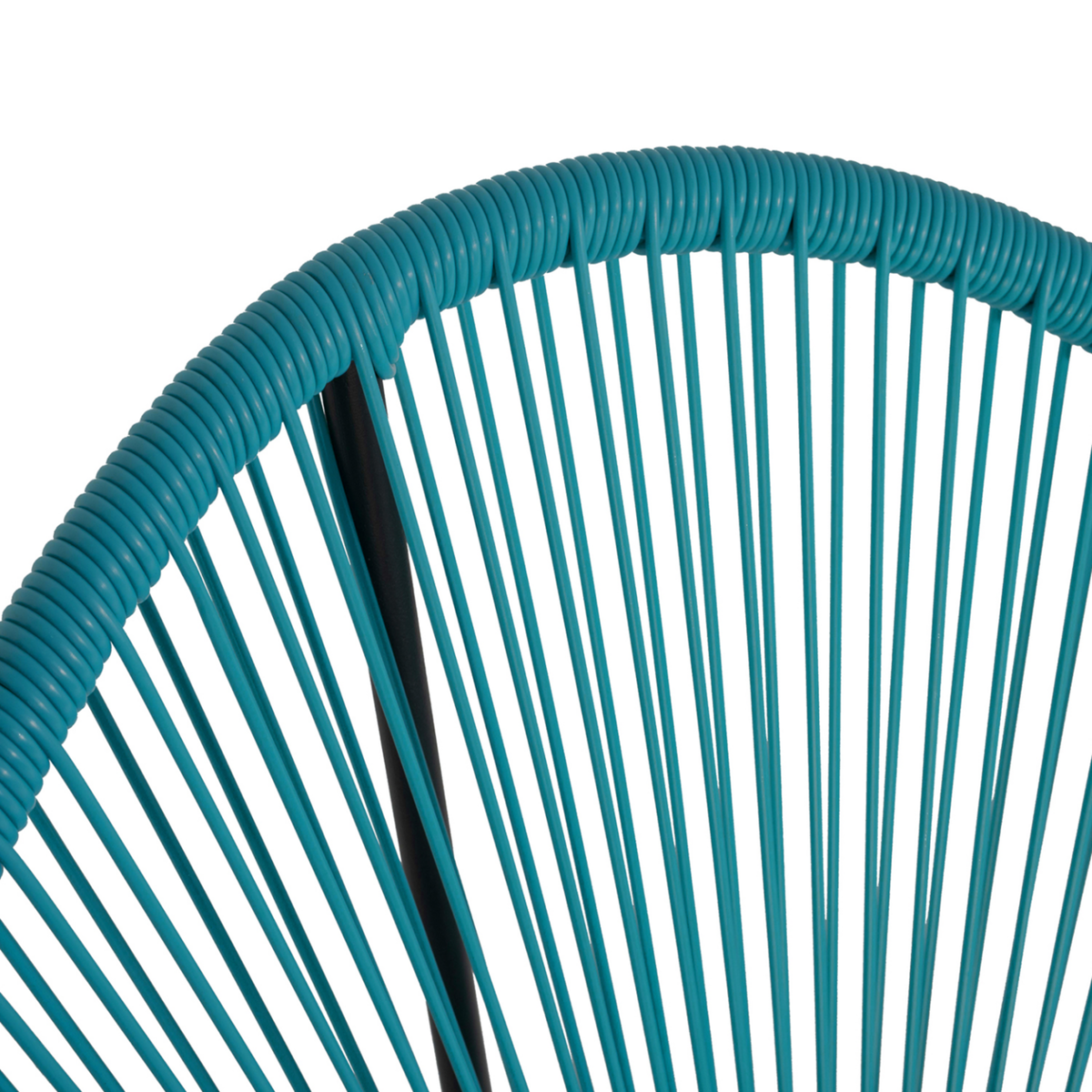 ID MARKET Salon de jardin IZMIR table et 2 fauteuils oeuf cordage bleu canard